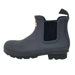 HUNTER(ハンター) レインブーツ UK7 レディース - ダークグレー×黒 インソール取外し可/サイドゴア