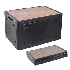 数量限定　車用 家庭用 大容量 強い耐荷重 厚み 防湿 (ブラック) 防カビ 組立簡単 キャスター付き プラスチック 収納大型 小物 おもちゃ 布団 衣類 全方向から取り出せる エコリサイクル素材 積み重ね 蓋付き アウトドアテーブル 25L
