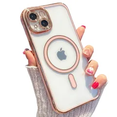 特価　いphone13 ケース マグネット搭載 韓国 可愛い おしゃれ MagSafe対応 人気 アイフォン14 スマホケース クリアケース 軽量 女性 アクリル 13/14用 ハードバック 柔らかいバンパー カバー iPhone メッキエッジ 落下防止 耐衝