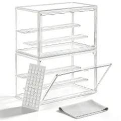 在庫処分　アクリルケース マグネット式扉 積み重ね可能 透明展示ケース ディスプレイケース ショーケース (2個入り コレクションケース 30*18*25cm) フィギュアケース