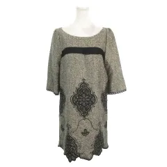 グレースクラス GRACE Class ワンピース 38 グレー 七分袖 リボン レース 刺繍 0602 2131 /MN14 ■GY63