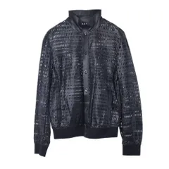 EMPORIO ARMANI パンチング メッシュ レザー ブルゾン ジャケット