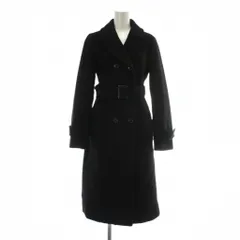 ブルーレーベルクレストブリッジ BLUE LABEL CRESTBRIDGE Pコート ピーコート アウター ウール ロング ダブル 裏地チェック柄 ベルト付き 38 M 黒 ブラック /XZ