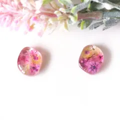 no.518　レジン　押し花風　ラメ　ピアス　イヤリング　ハンドメイド