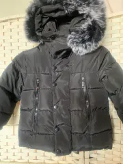 ブラック ファー フーディー ダウン アウター 120 ベイビー