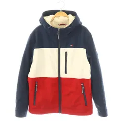トミーヒルフィガー TOMMY HILFIGER ジャケット パーカー ボア ロゴ M ネイビー ホワイト レッド /DO ■GY53
