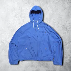 Polo by RalphLauren ポロ バイ ラルフローレン 80s 三角タグ 短丈 コットン ポプリン アノラックパーカー ハーフジップ ポニーなし 無地 胸ポケット 胸ポケ ゴープコア ノームコア アメカジ アウトドア スカイブルー