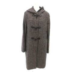 セオリー Theory ダッフルコート ラメ ミックスツイード柄 フード付き 4 グレー 黒 ブラック 10-8309607 /YJ ■GY61