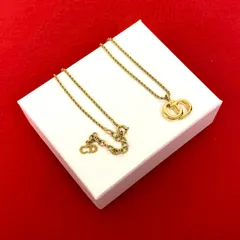 極 美品 Christian Dior クリスチャンディオール ヴィンテージ CD ロゴ GP ネックレス ペンダント チョーカー アクセサリー ゴールド 74784
