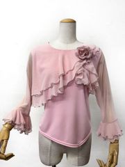 ラインストーン】新品 社交ダンスフリルデザインカットソー白d125