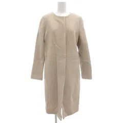 ナチュラルビューティーベーシック NATURAL BEAUTY BASIC ノーカラーコート ツイード ロング L ベージュ /GV ■GY60