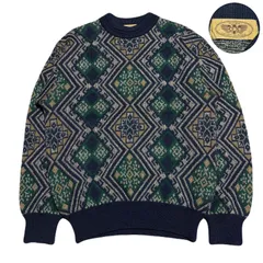 Vintage ヴィンテージ Knit ニット セーター 90s Argyle All-OverPattern 総柄 PatternedKnit 柄ニット Wool ウール Acrylic アクリル Nylon ナイロン Multicolor マルチカラー L