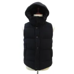 ナノユニバース nano universe 西川ダウン ジャケット ダウンベスト 上着 M 紺 ネイビー スタンドカラー フード付き 2way ミドル丈 /YS14 ■GY59