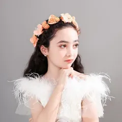 花冠 花かんむり ティアラ カチューシャ ヘッドドレス キッズ 子供 女の子 ヘアアクセサリー 髪飾り リボン フラワーガール リングガール 結婚式1742746