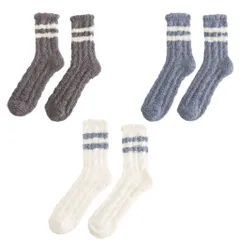 [Kai La Nalu] もこもこ 靴下 レディース 可愛い 厚手 ルーム ソックス 防寒 女性 ふわふわ フロア サンゴフリース 冬 暖かい 冷え対策 ゆったり靴下 もこもこ くつ [【カラー】A(グレー、ホワイト、ライトブルー)] [Free Size]