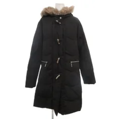 クレージュ courreges ダウンコート ミドル フェザー混 9AR 黒 ブラック ファー付き フード トグルボタン 長袖 /KR ■GY59