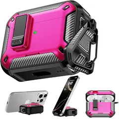 【新品】 RFUNGUANGO AirPods Pro 第3世代 対応ケース スマホホルダー付き 背面マグネット式 AirPods Pro 3 対応ケース - ローズレッド 1