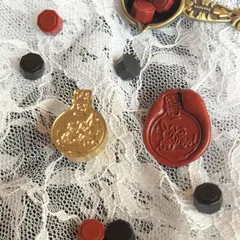 030【便の中のくまとうさぎ】オリジナルシーリングスタンプヘッド