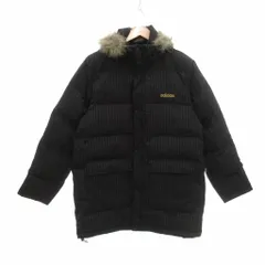 アディダス adidas 中綿ジャケット M 黒 ブラック ストライプ柄 ロゴ刺繍 フェイクファー 長袖 ジップアップ /NU ■GY61