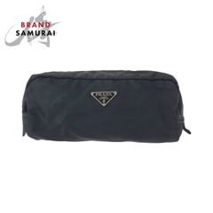 美品 PRADA プラダ テスート 三角ロゴプレート ブラック 黒 シルバー