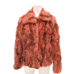 ノーブランド ラビットファージャケット ショートコート 毛皮 襟付き 9 ピンク 茶 ブラウン /YJ ■GY58