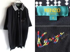 90s KENZO GOLF 長袖ポロシャツ 5 黒 タイガー 刺繍 日本製 - メルカリ