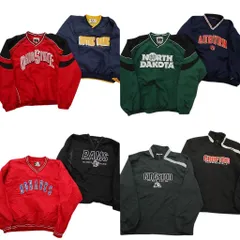 古着卸 まとめ売り カレッジ風 プルオーバー ジャケット 8枚セット (メンズ L /XL ) アーチロゴ ハーフジップ 中古 古着 ND9600