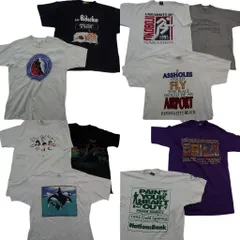 古着卸 まとめ売り シングル半袖Tシャツ 10枚セット (メンズ L ) USA製 アニマル 動物 人物 英文字プリント 中古 古着 ND9657