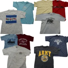 古着卸 まとめ売り シングル 半袖Tシャツ 10枚セット (メンズ M ) 人物 アニマル 動物 ワンポイント カレッジ風 中古 古着 ND9704