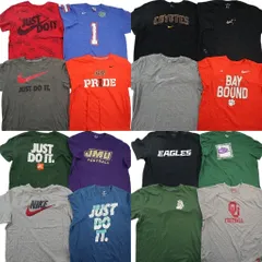 古着卸 まとめ売り ナイキ NIKE 半袖Tシャツ 16枚セット (メンズ XL ) スウォッシュ カレッジ風 総柄 中古 古着 ND9813