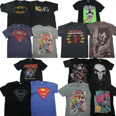 古着卸 まとめ売り アメコミ 半袖Tシャツ 14枚セット (メンズ S /M ) スーパーマン バットマン スパイダーマン マーベル 中古 古着 ND9803