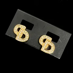 Christian Dior クリスチャンディオール  イヤリング CDロゴ ラインストーン  ゴールドのヴィンテージ