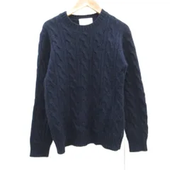 マッキントッシュフィロソフィー MACKINTOSH PHILOSOPHY ニット セーター アルパカ混 38 紺 ネイビー ケーブル編み ラウンドネック 長袖 /YS52 ■GY60