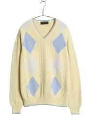 【お得なクーポン配布中!】 90s ブルックスブラザーズ アーガイル コットン ニット セーター メンズ M オールド 旧タグ Vネック ケーブル きれいめ トップス シンプル