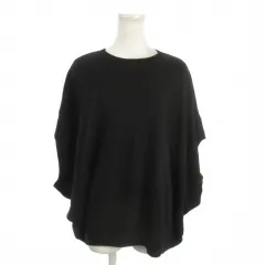 ミズイロインド mizuiro ind ニット セーター ウール 黒 ブラック ラウンドネック ドルマンスリーブ 七分袖 /AO32 ■ECC001