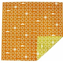 両面大判風呂敷　丸柄　オレンジ/黄緑