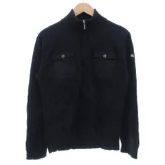 バーバリーブラックレーベル BURBERRY BLACK LABEL ニットジャケット ジップフライ ハイネック 切替 コットン 3 紺 ネイビー /GV ■GY61