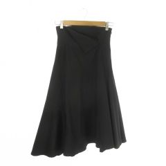 ユナイテッドトウキョウ UNITED TOKYO スカート 1 黒 ブラック アシンメトリーヘム フレアシルエット ウエスト折り返しデザイン /AO43 ■GY63