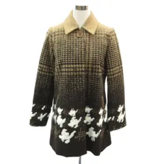 ピエールカルダン Pierre Cardin ステンカラーコート ミドル丈 42 大きいサイズ ベージュ 千鳥格子柄 /SM25 ■ECD001のサムネイル