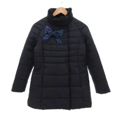 ファミリア Familiar 中綿ジャケット 160 紺 ネイビー リボン装飾 スタンドカラー 長袖 襟ボア /NU ■ECD001