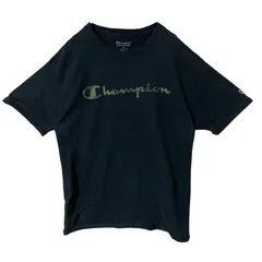 M チャンピオン デカロゴ プリント シンプル ブラック 黒 Tシャツ レディース ユニセックス メンズ 古着 半袖 CHM