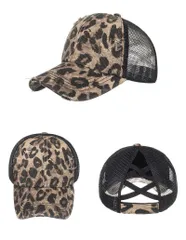 レオパード柄 メッシュキャップ ヒョウ柄キャップ ダメージ加工 ユニセックス 豹 アニマル