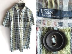 Polo by Ralph Lauren ポロ ラルフローレン チェックプリント 総柄 コットン天竺 ポロシャツ S ライトブルー 半袖 春夏