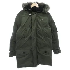フレッドペリー FRED PERRY モッズダウンコート ロング ジップアップ フェイクファー付 ロゴワッペン ナイロン混 S カーキ /GV ■GY61のサムネイル