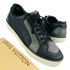 LOUIS VUITTON★ルイヴィトン・メンズ レザー切替 エンボス加工モノグラムデザイン ブランドロゴラバーワッペン付き ローカット スニーカー (6.5/25.5㎝相当) イタリア製 メンズスニーカー カジュアル ブランドシューズ
