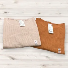 １F-015-439　 未使用　UNIQLO  WOMEN ワッフルクルーネックT（半袖）