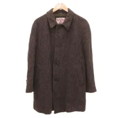 ハリスツイード Harris Tweed ステンカラーコート ツイード ヘリンボーン ロング S 茶 ブラウン /JS ■GY60