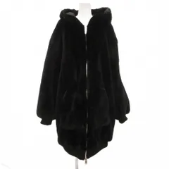 ザラ ZARA ボアジャケット フェイクファーコート ジップアップ ロング丈 L XL 黒 ブラック /JS ■GY60