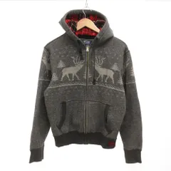 ポロ バイ ラルフローレン Polo by Ralph Lauren パーカー ジップアップ ノルディック柄 ロゴ 裏起毛 L グレー /JS ■GY61
