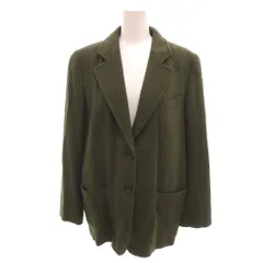 ノーブランド テーラードジャケット カシミヤ ノッチドラペル シングル 段返り3つボタン 43 ダークグリーン /YJ ■GY58